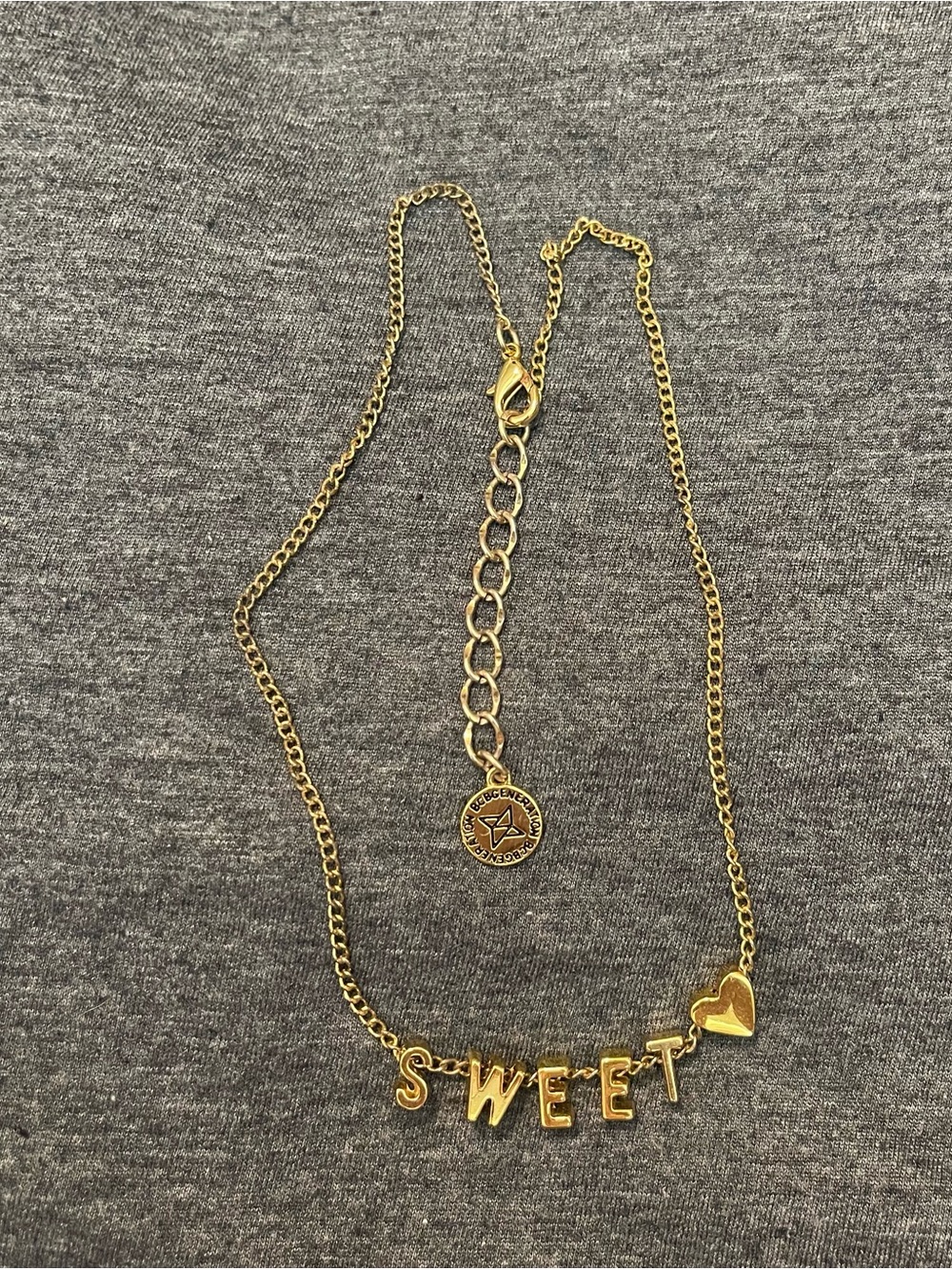 BCBG Sweet Heart Gold-Tone Letter Necklace